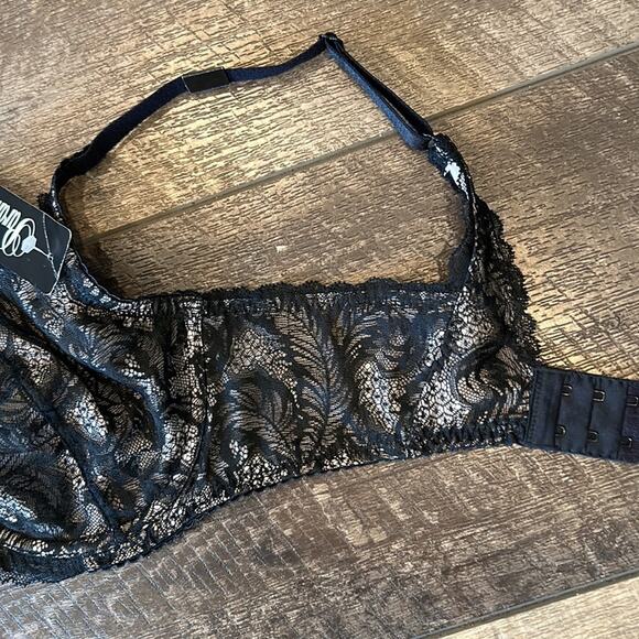 NWT PARAMOUR Felina LouLou Black Lace Unlined Underwire Bra 34D - Picture 7 of 11